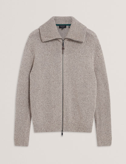 Ted Baker VARINK Twisted Yarn Knit Zip-Through Jumper TAUPE