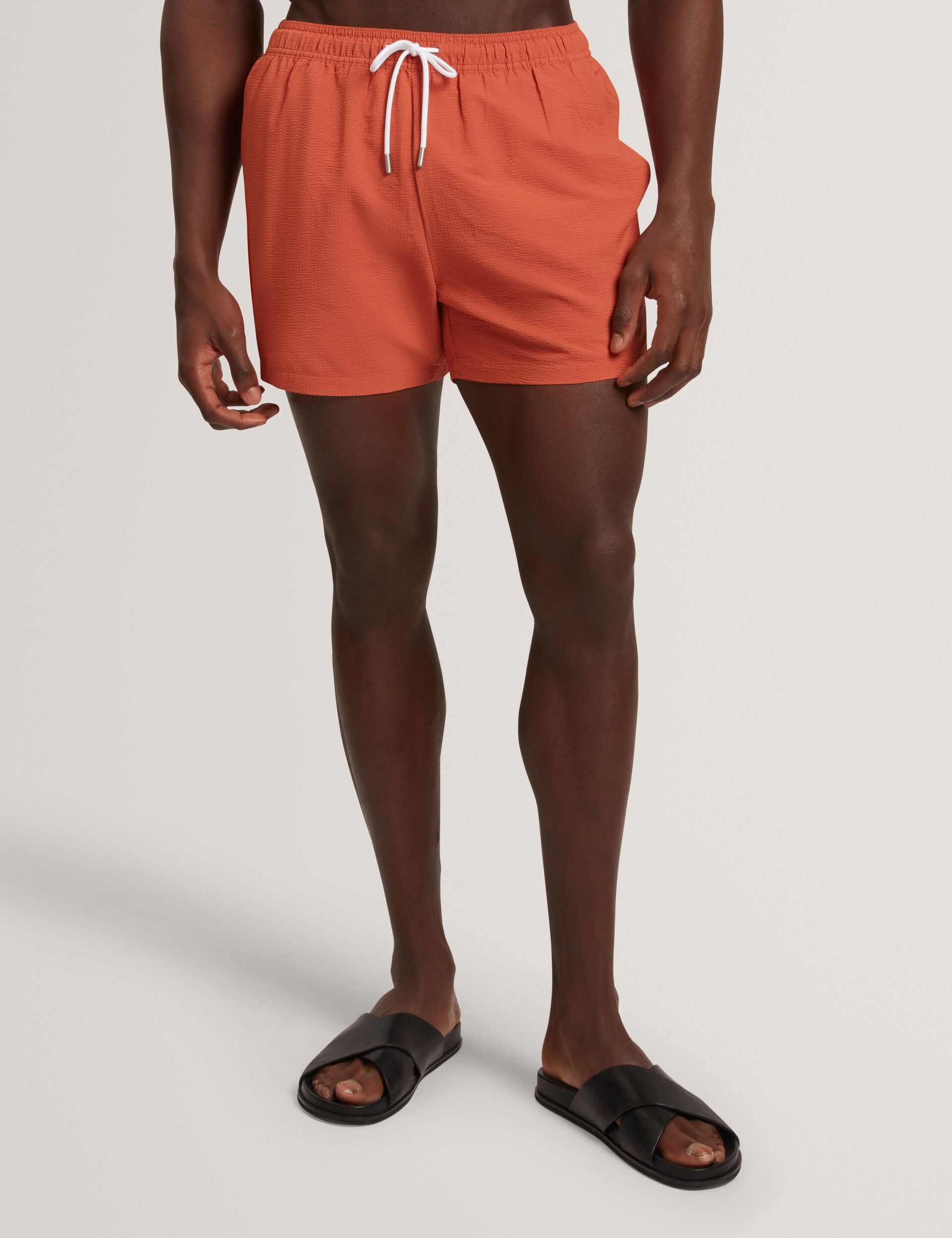 Ted Baker HEFFNER - Seersucker Mid-Length Swim Shorts ORANGE
