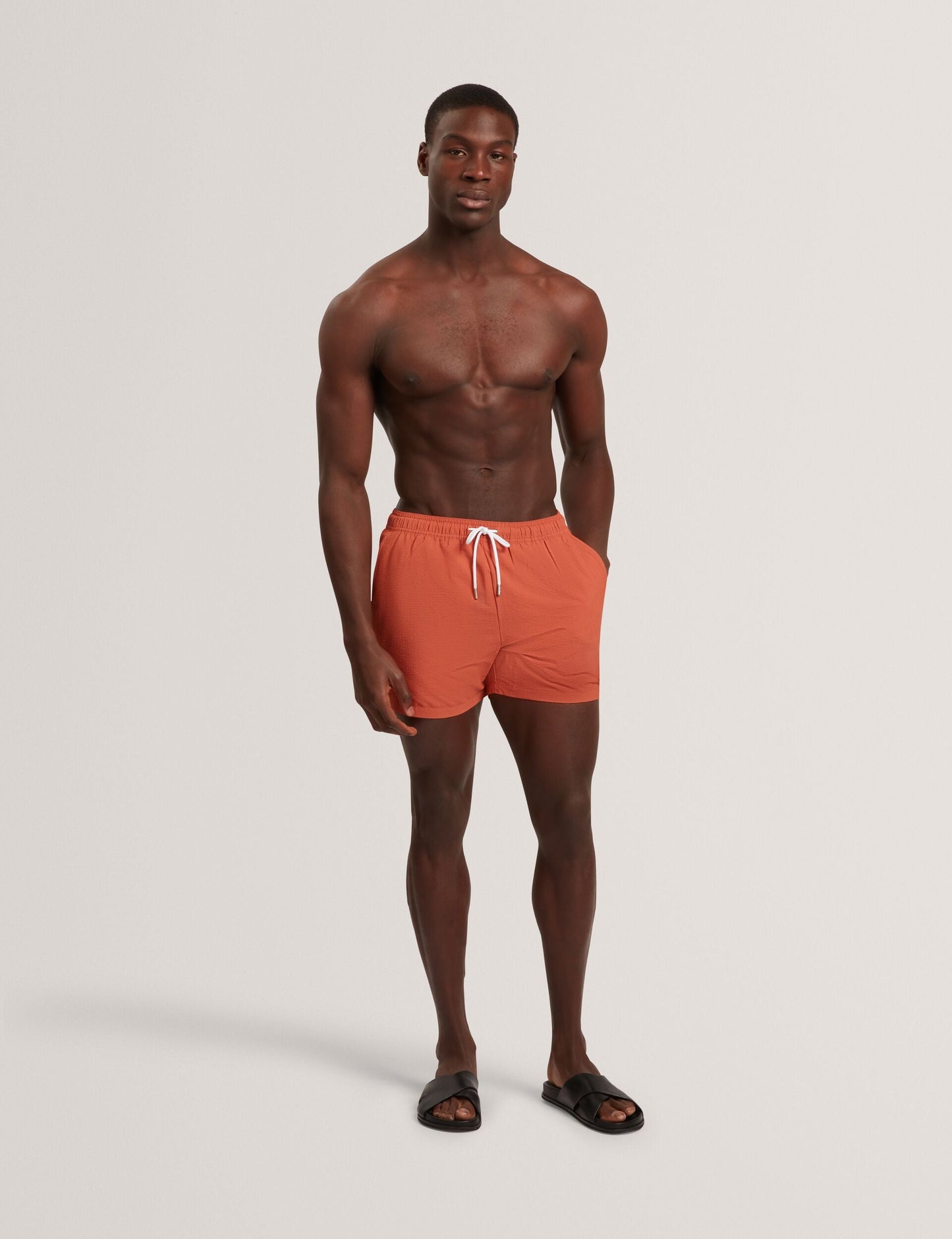 Ted Baker HEFFNER - Seersucker Mid-Length Swim Shorts ORANGE