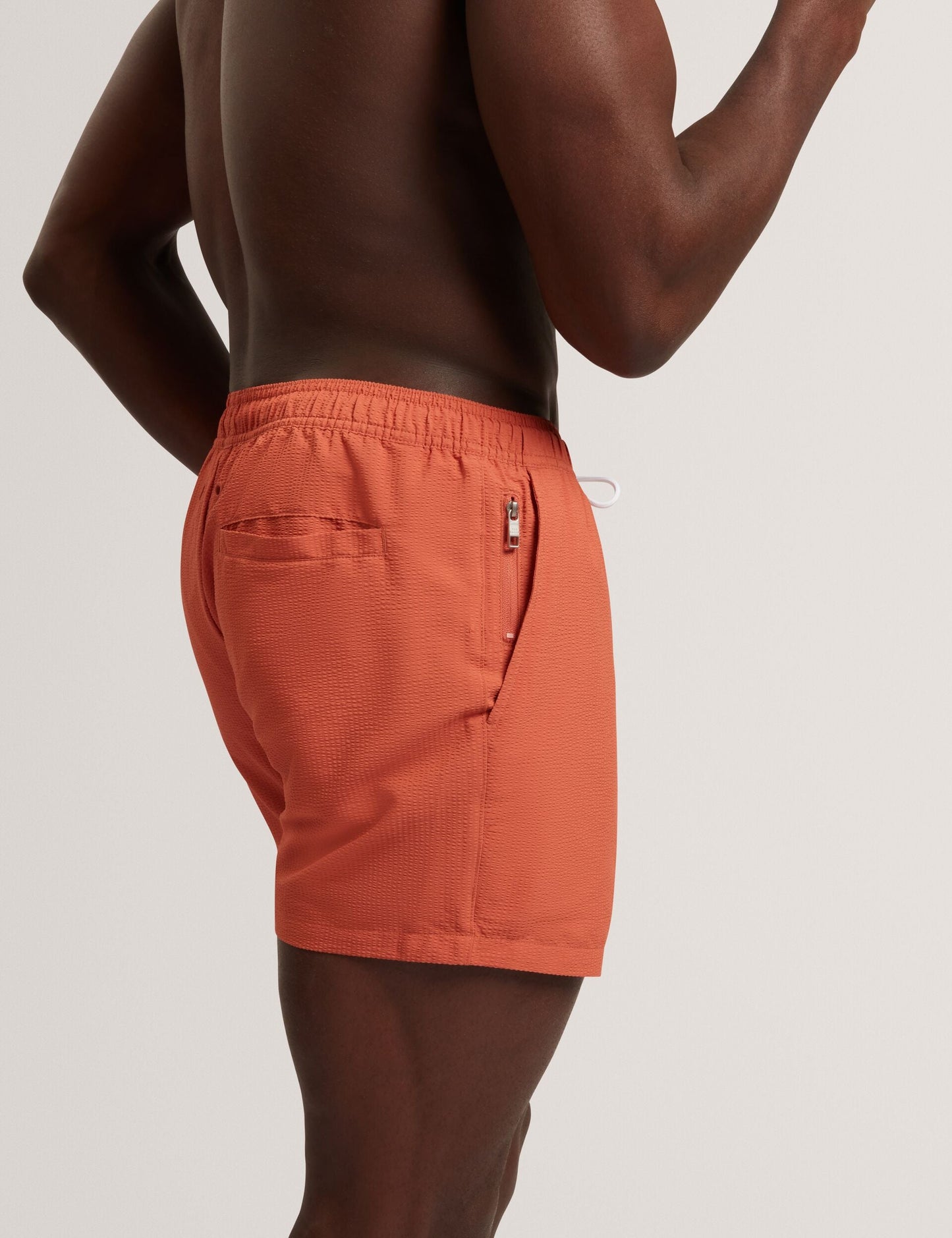 Ted Baker HEFFNER - Seersucker Mid-Length Swim Shorts ORANGE