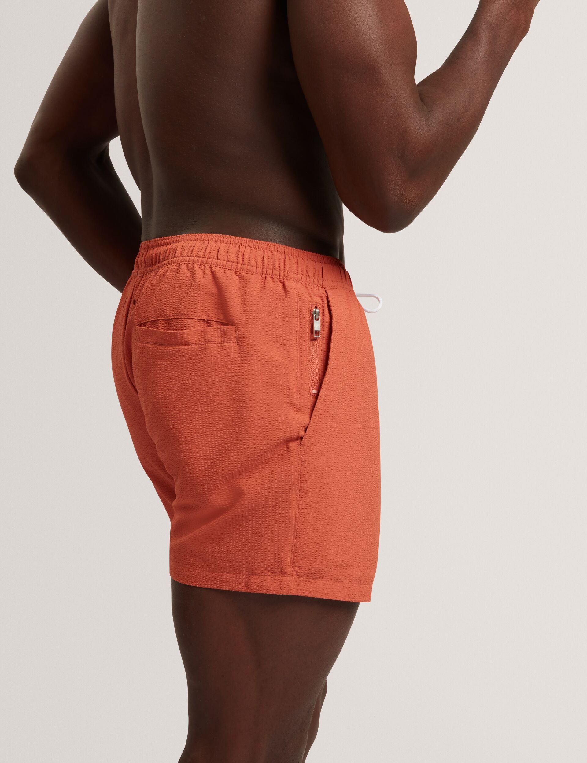 Ted Baker HEFFNER - Seersucker Mid-Length Swim Shorts ORANGE