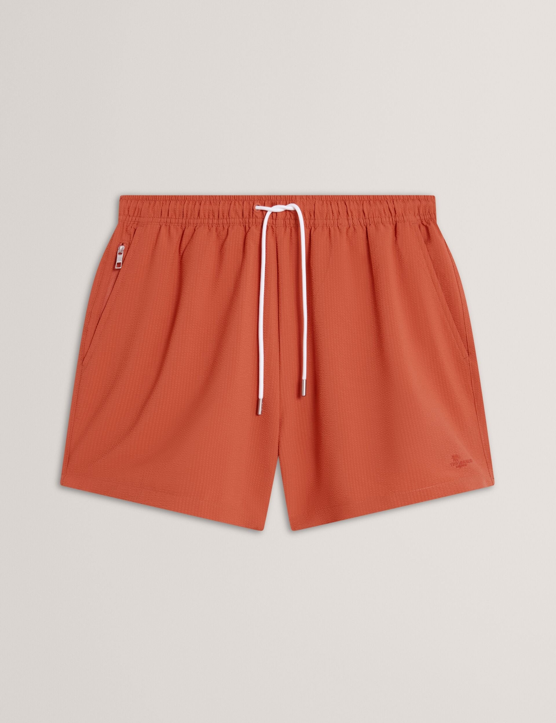 Ted Baker HEFFNER - Seersucker Mid-Length Swim Shorts ORANGE