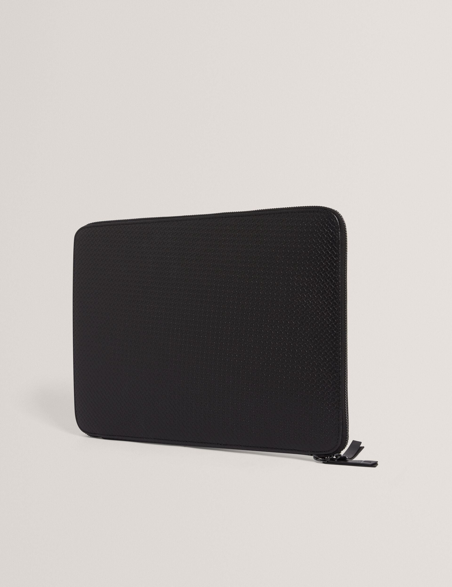 Ted Baker WILTONS Striped Woven Leather 13-Inch Laptop Sleeve BLACK