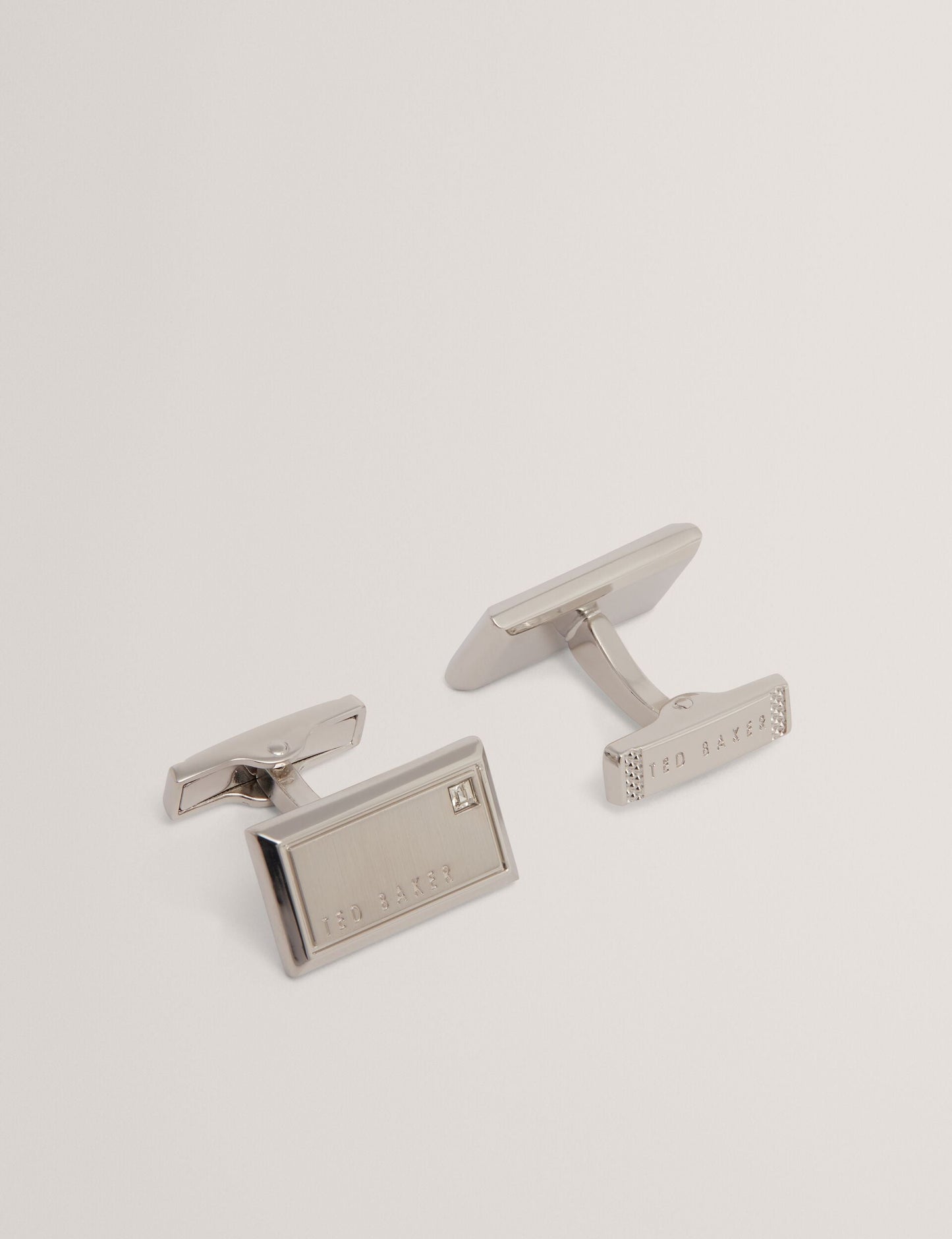 Ted Baker KRISTOL Crystal Detail Brushed Metal Cufflinks SILVER