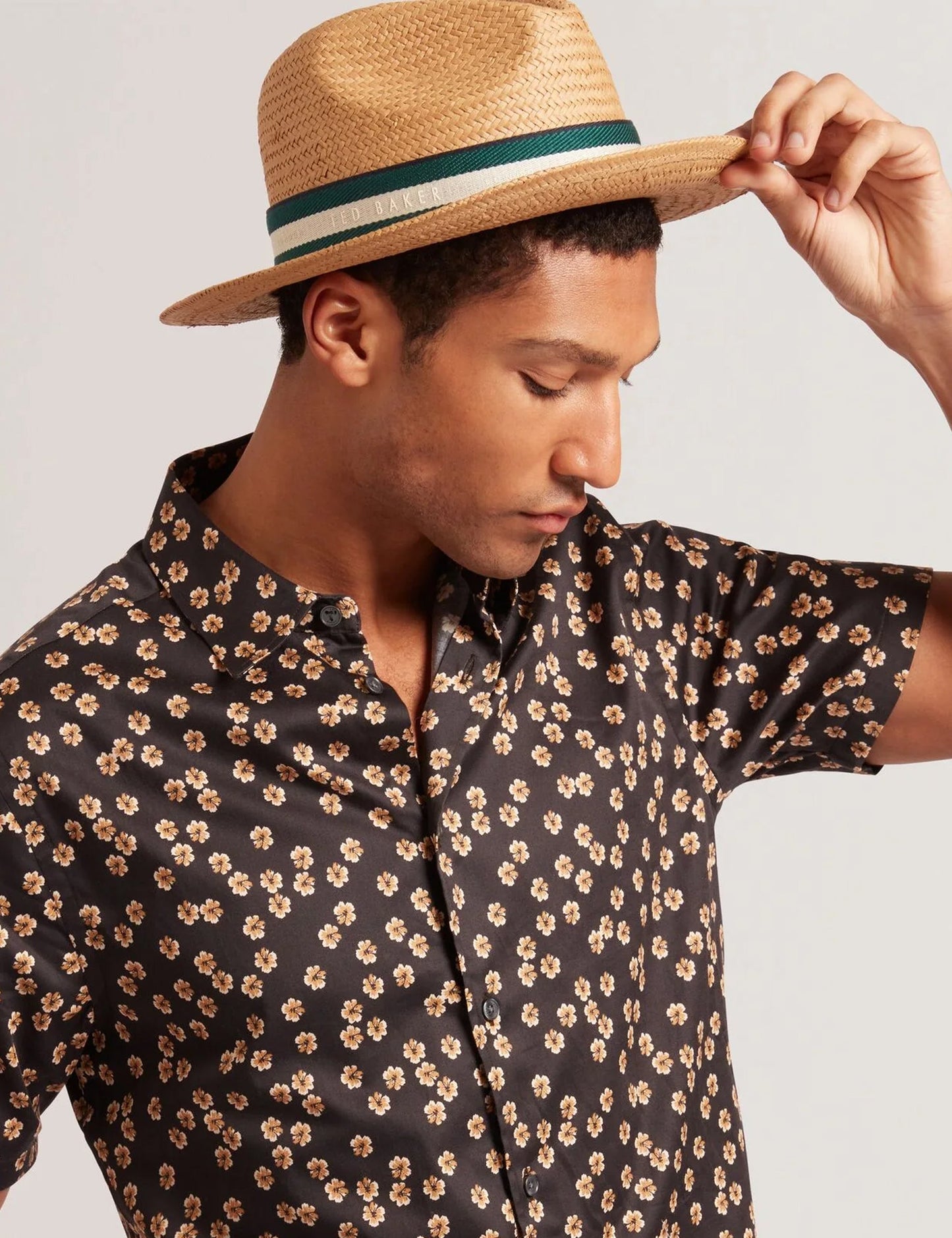 Ted Baker ADRIENS - Straw Panama Webbing Detail Hat NATURAL