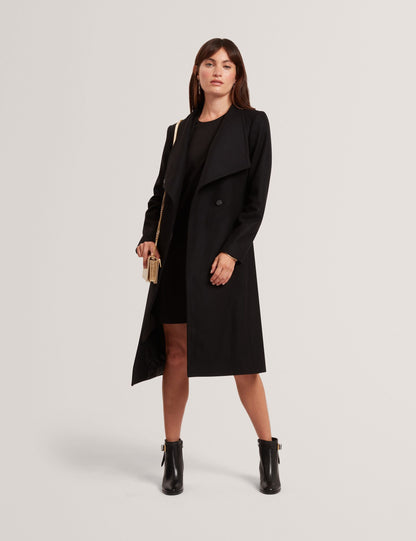 Ted Baker ROSE Mid Length Belted Wool Wrap Coat BLACK