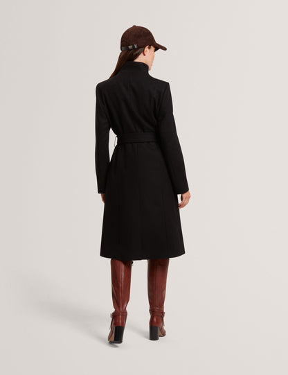 Ted Baker ROSE Mid Length Belted Wool Wrap Coat BLACK