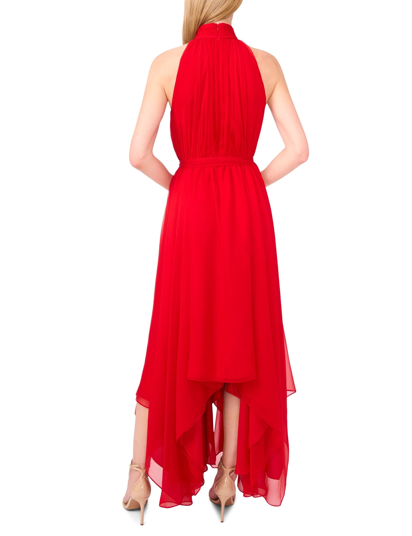 Ted Baker HALTER NECK HANKERCHIEF HEM MIDI DRESS - Salsa RED