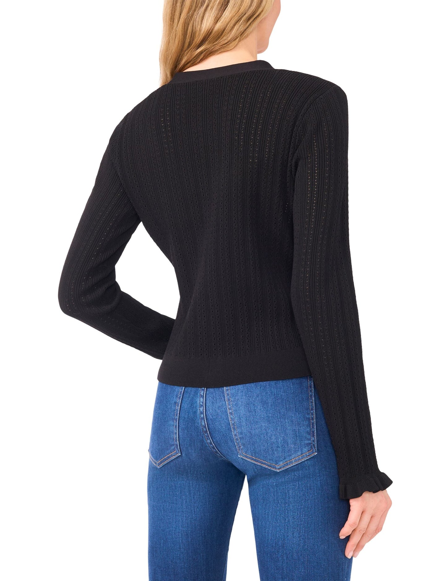Ted Baker V-NECK CROP CARDIGAN WITH RIB - Rich Black BLACK