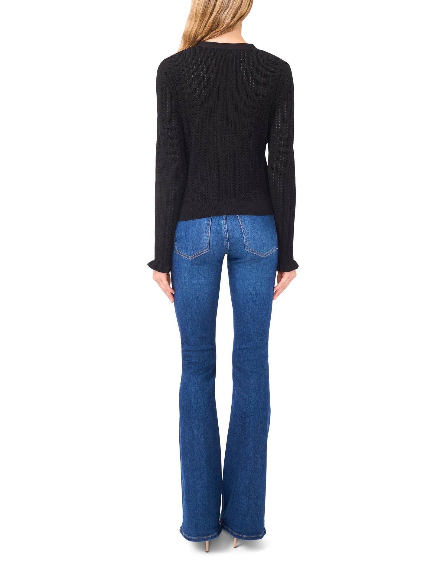 Ted Baker V-NECK CROP CARDIGAN WITH RIB - Rich Black BLACK
