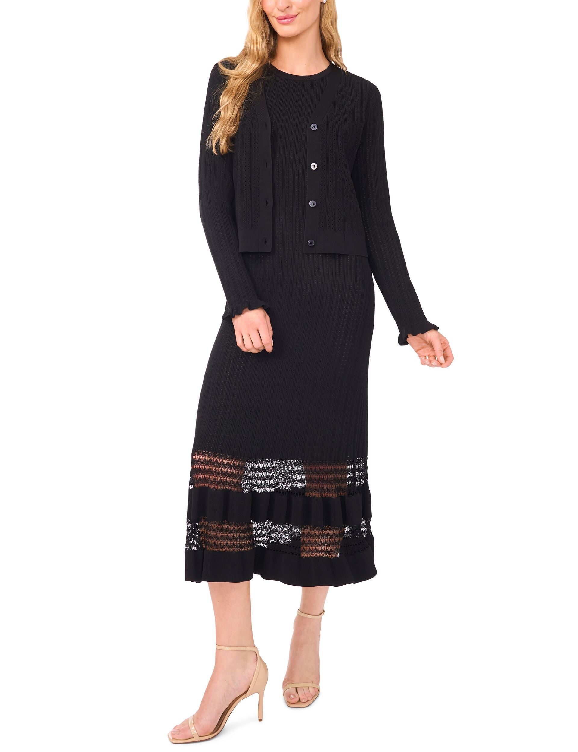 Ted Baker V-NECK CROP CARDIGAN WITH RIB - Rich Black BLACK