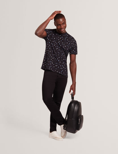 Ted Baker BURTUN - Scattered Floral Print Crew Neck T-Shirt BLACK