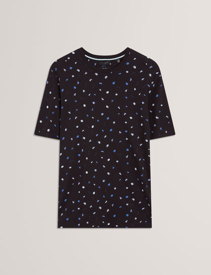 Ted Baker BURTUN - Scattered Floral Print Crew Neck T-Shirt BLACK