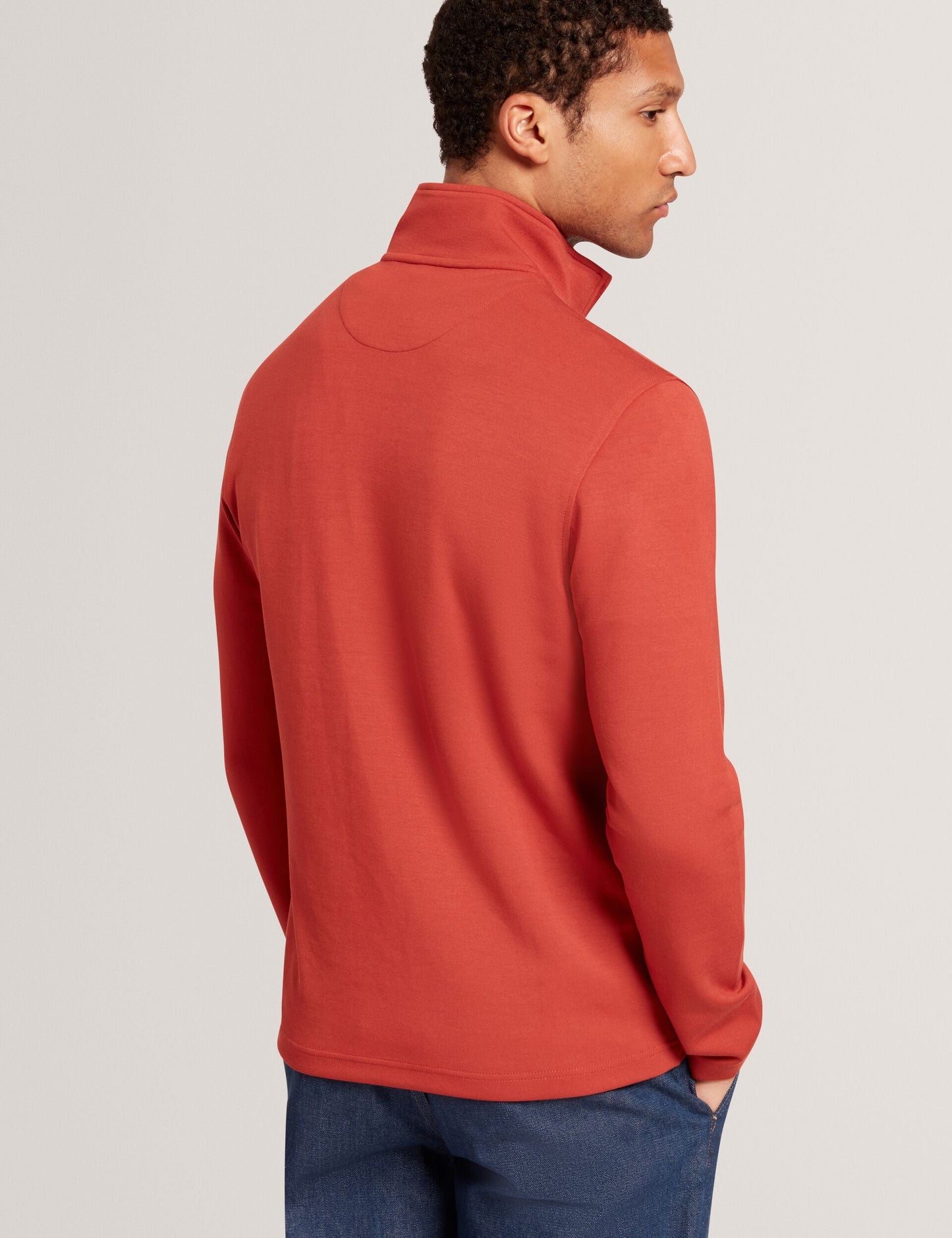 Ted Baker SIMONEA - Textured Panel Half-Zip Modal Sweatshirt DARK ORANGE