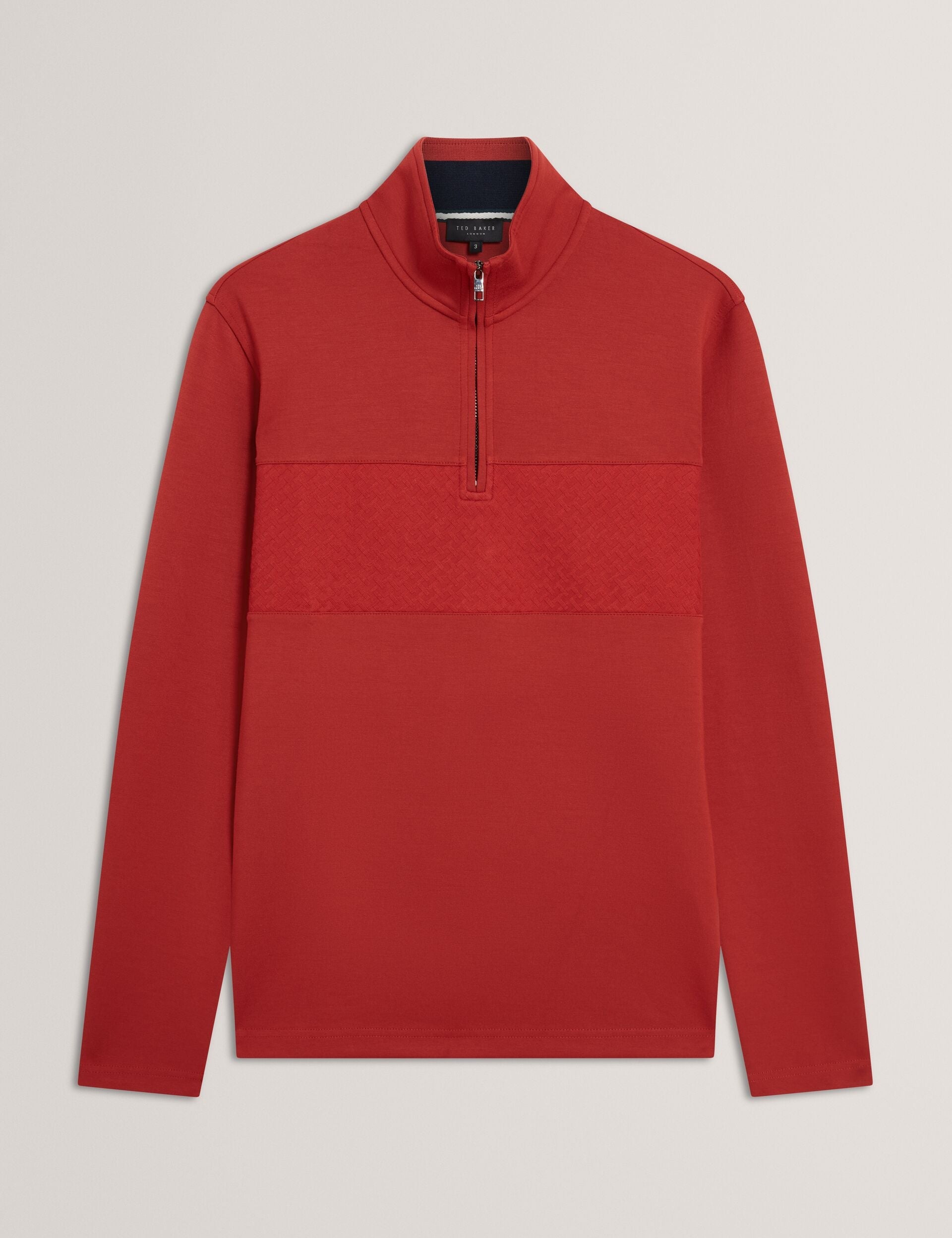 Ted Baker SIMONEA - Textured Panel Half-Zip Modal Sweatshirt DARK ORANGE