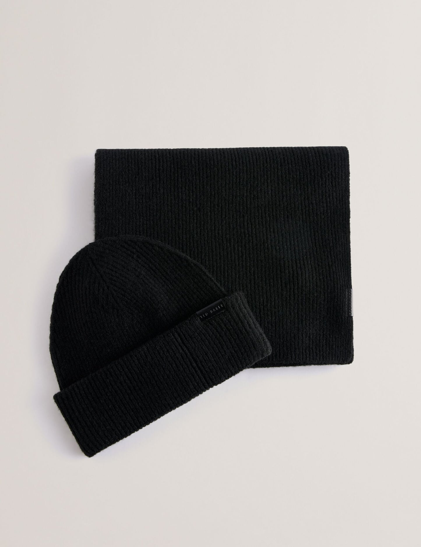 Ted Baker ALLIIES - Ribbed Knit Hat And Scarf Set BLACK