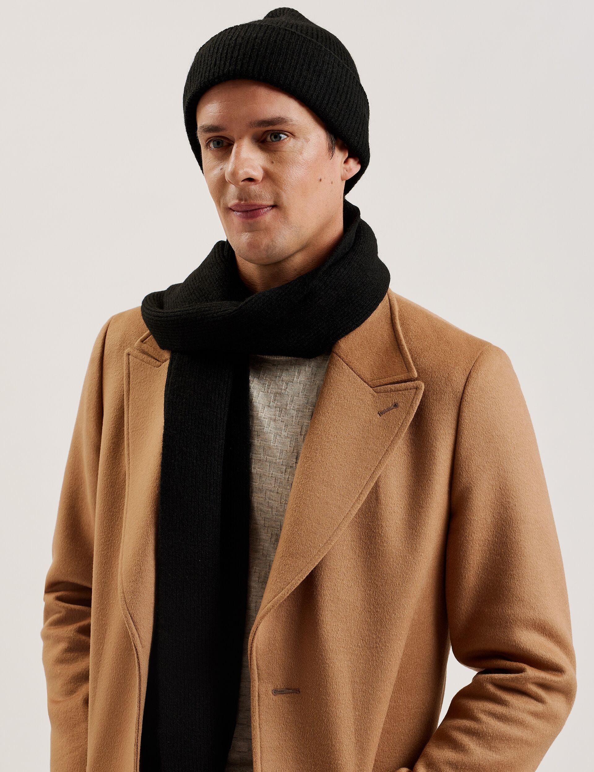 Ted Baker ALLIIES - Ribbed Knit Hat And Scarf Set BLACK