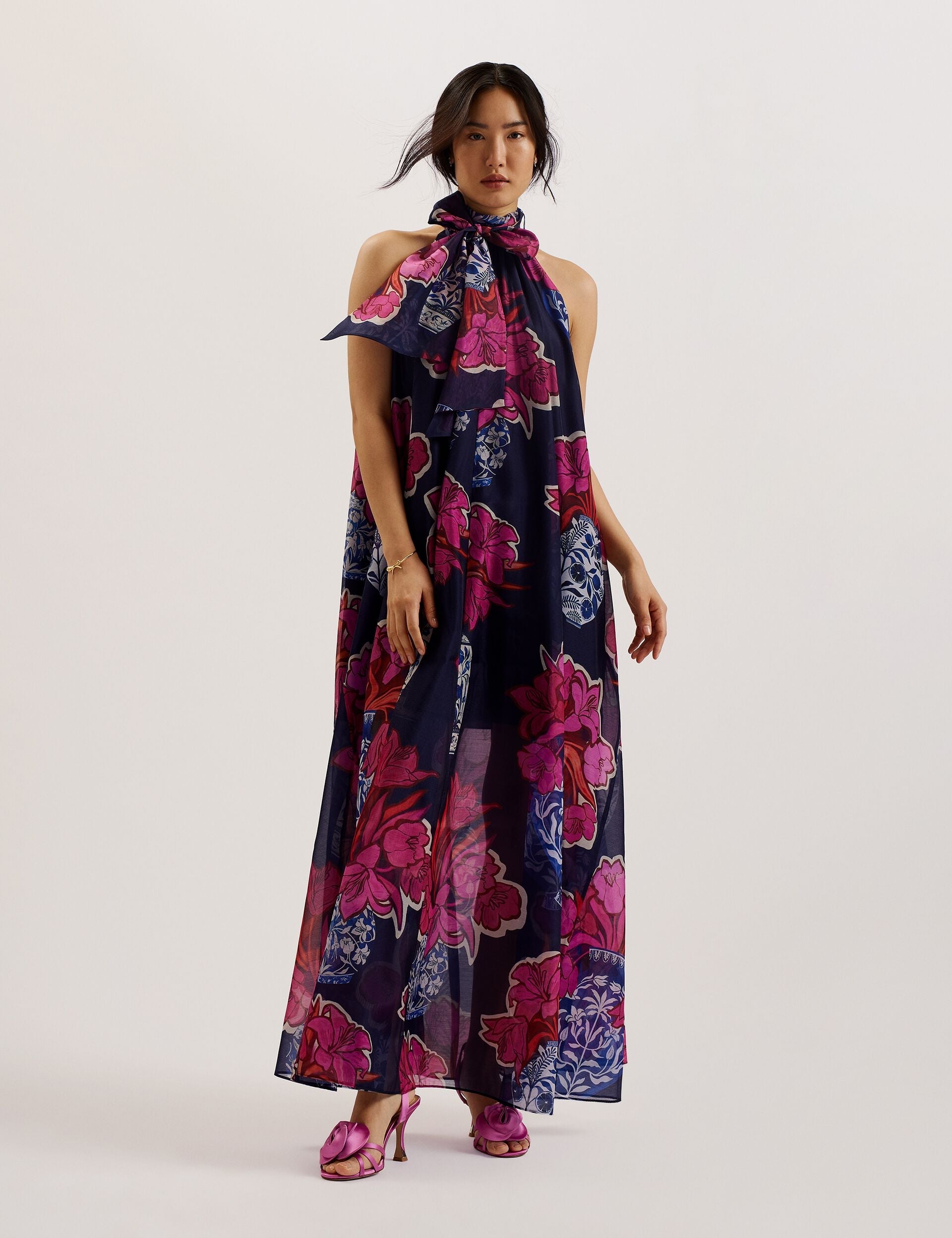 Ted Baker KINOSEI - Printed Organza Maxi Dress DARK BLUE