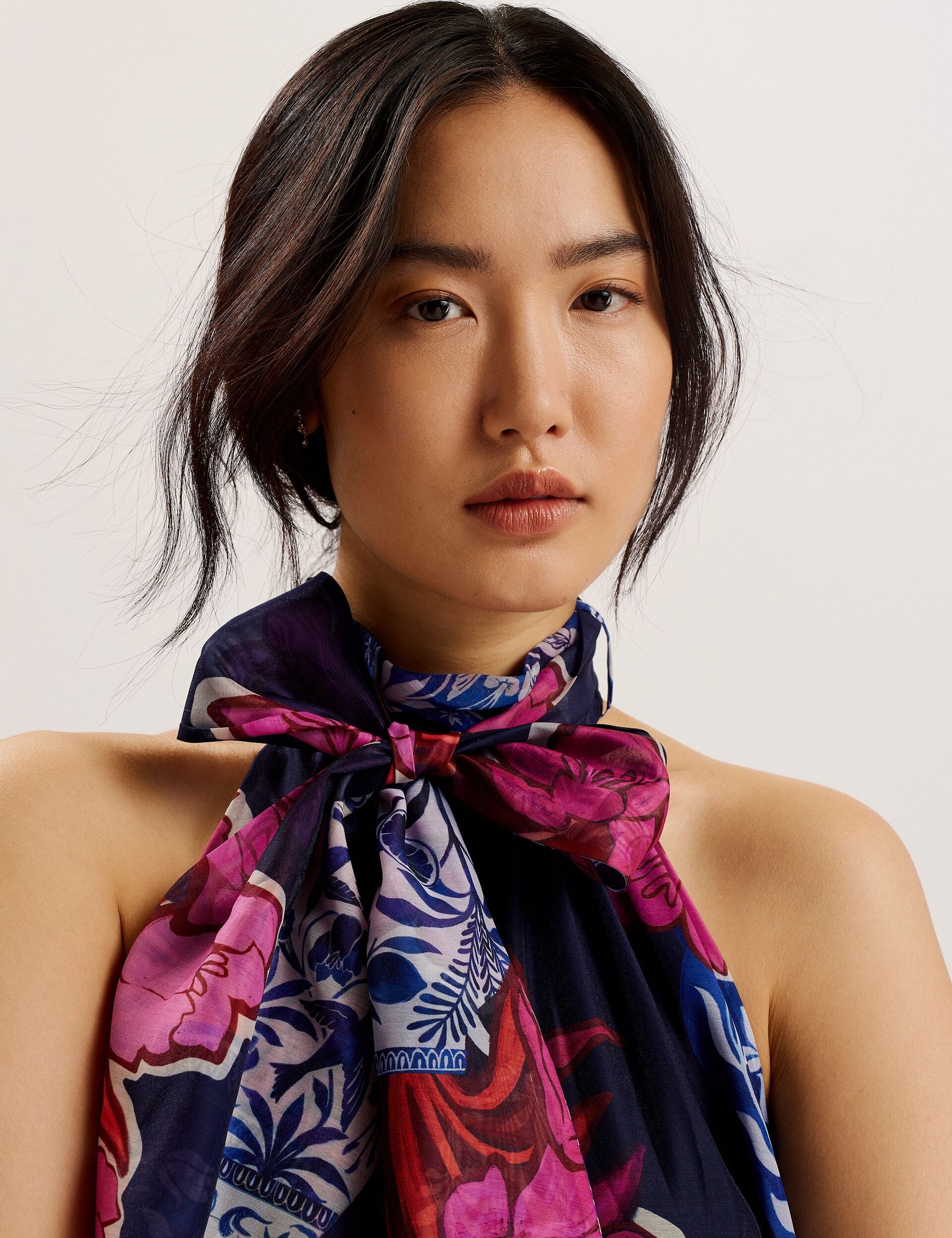 Ted Baker KINOSEI - Printed Organza Maxi Dress DARK BLUE