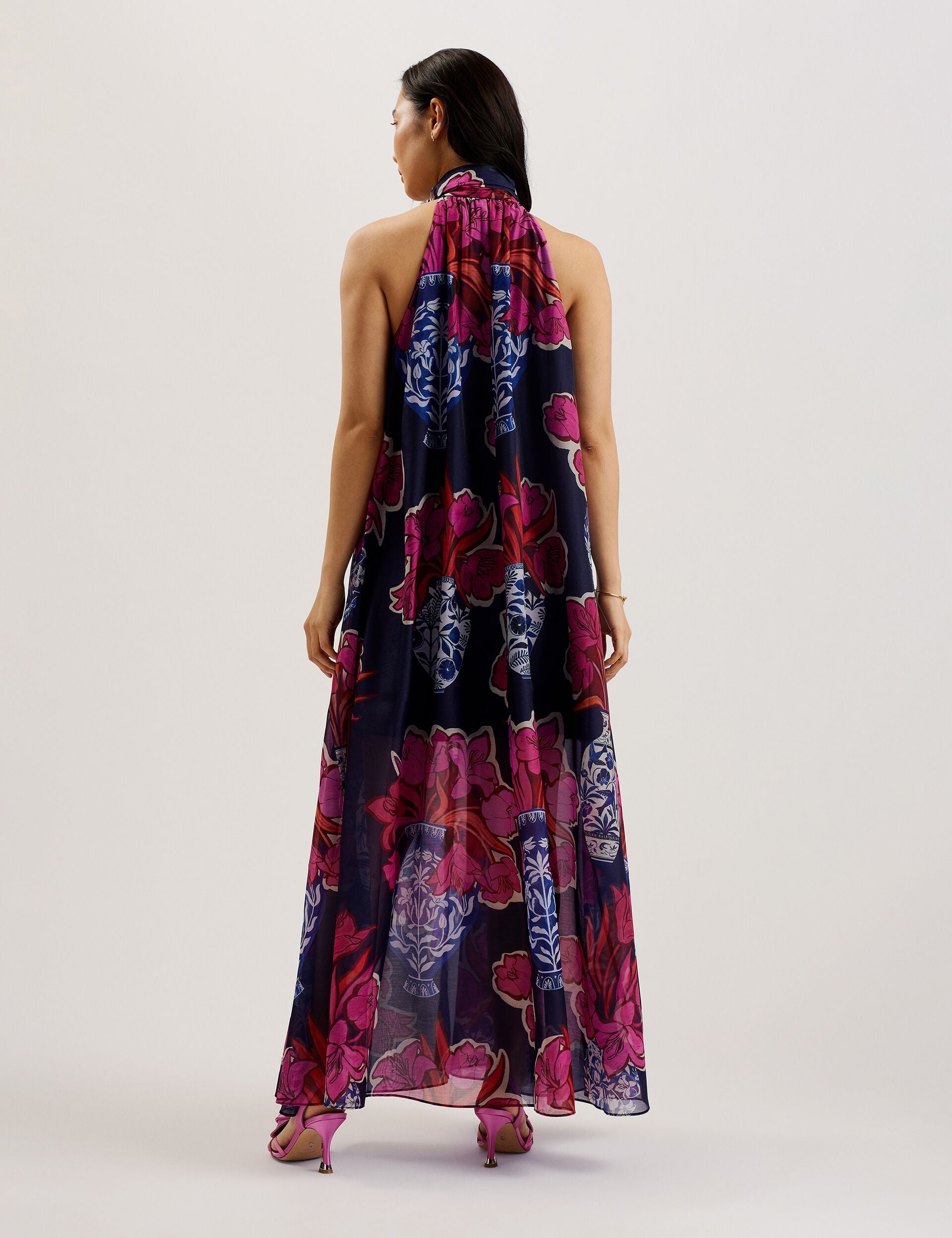 Ted Baker KINOSEI - Printed Organza Maxi Dress DARK BLUE