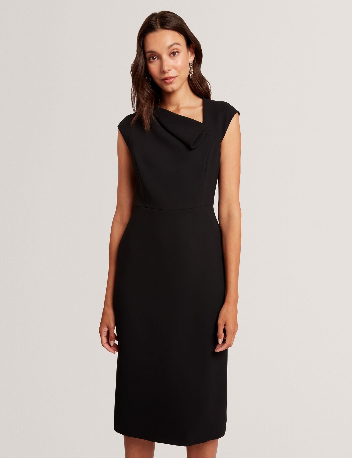 Ted Baker BAYREE - Folded Neckline Pencil Midi Dress BLACK