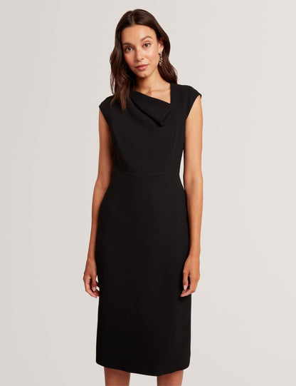 Ted Baker BAYREE - Folded Neckline Pencil Midi Dress BLACK