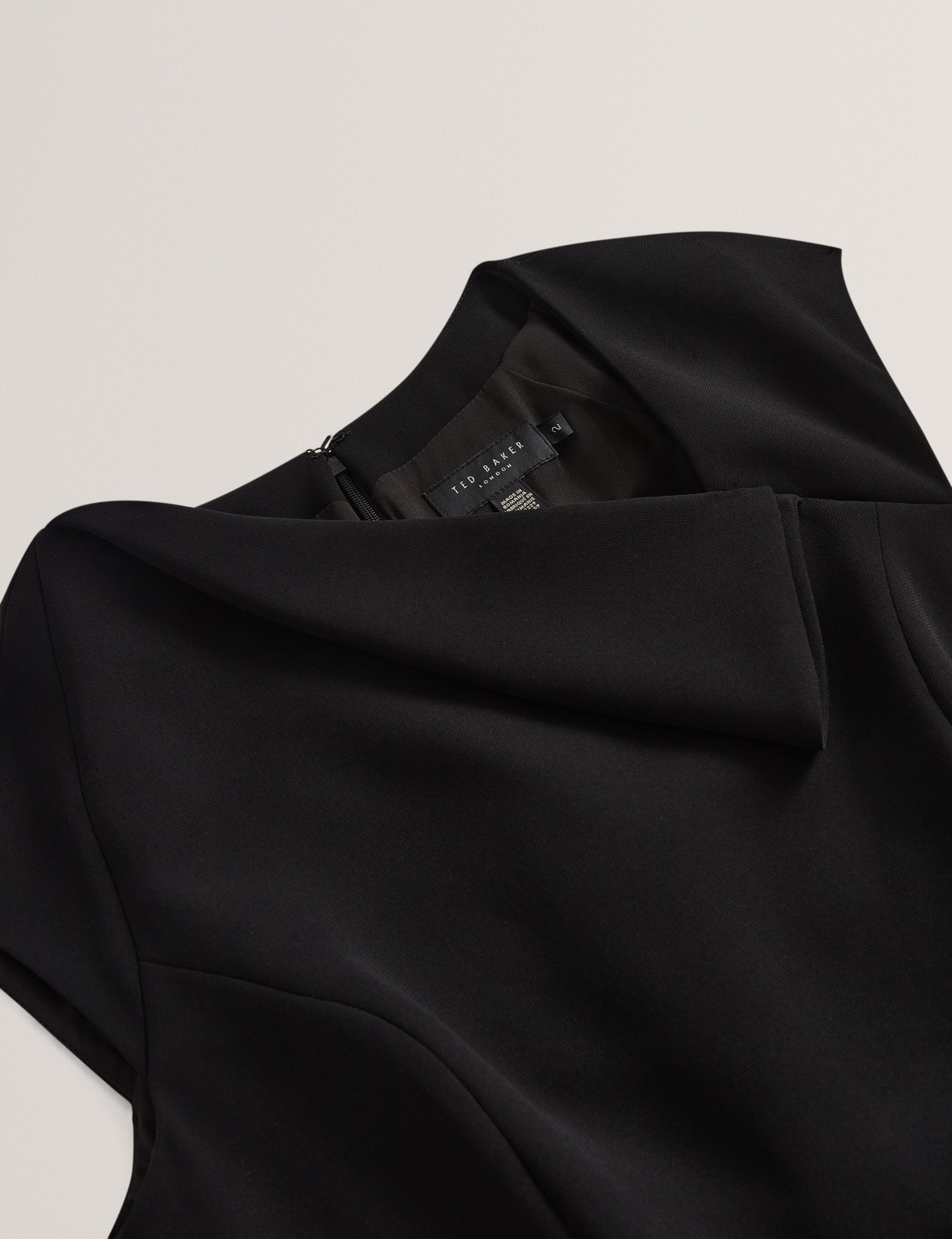 Ted Baker BAYREE - Folded Neckline Pencil Midi Dress BLACK