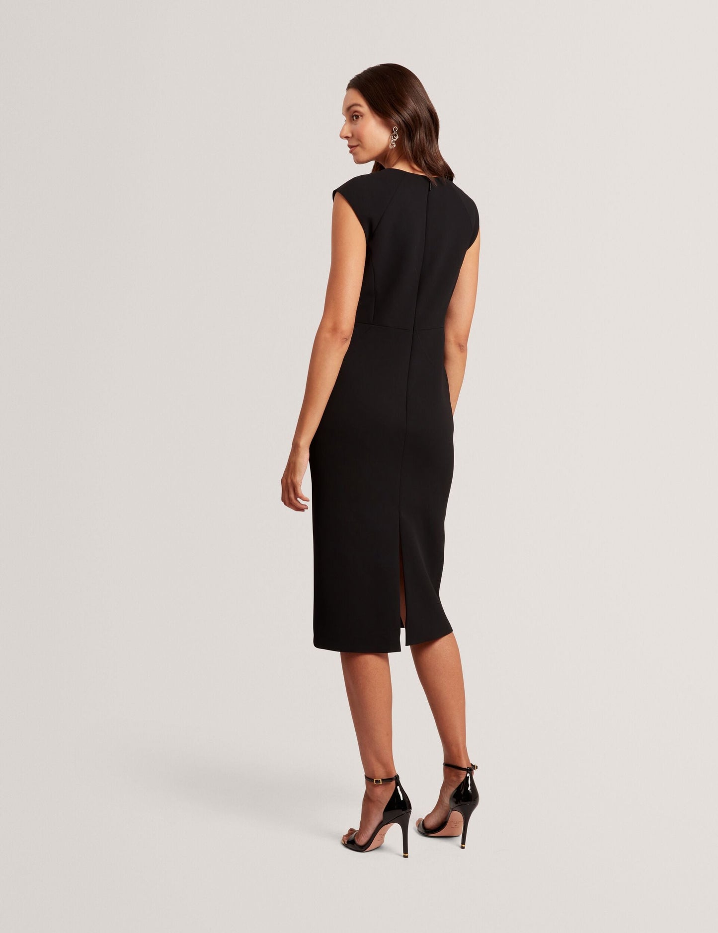 Ted Baker BAYREE - Folded Neckline Pencil Midi Dress BLACK