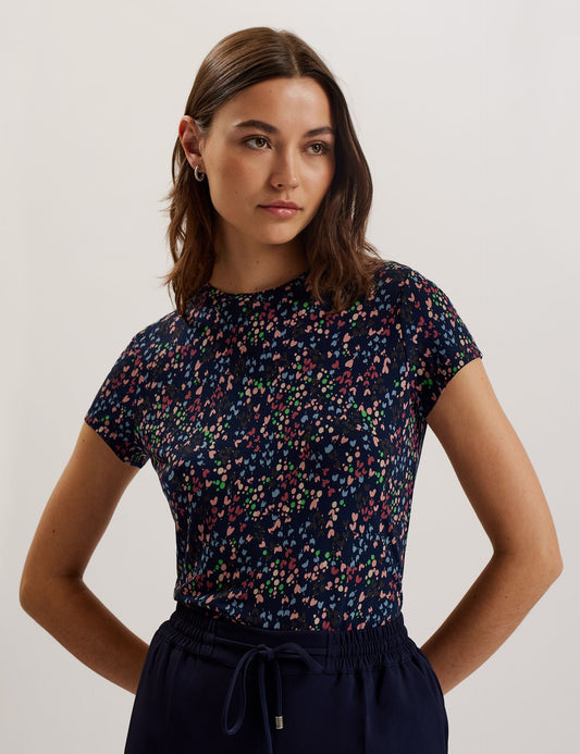 Ted Baker REMANAA - Heart Printed Fitted Tee NAVY