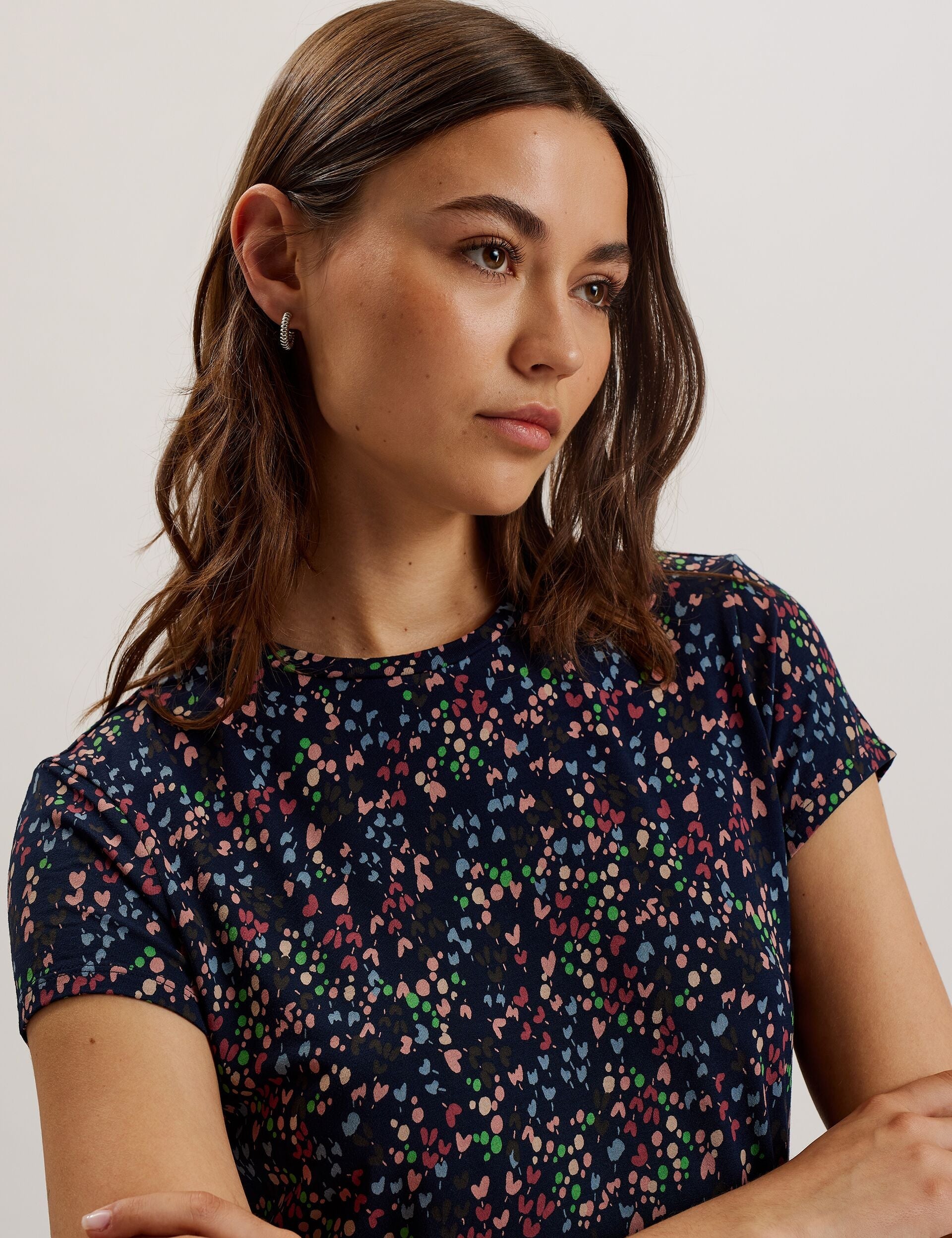 Ted Baker REMANAA - Heart Printed Fitted Tee NAVY