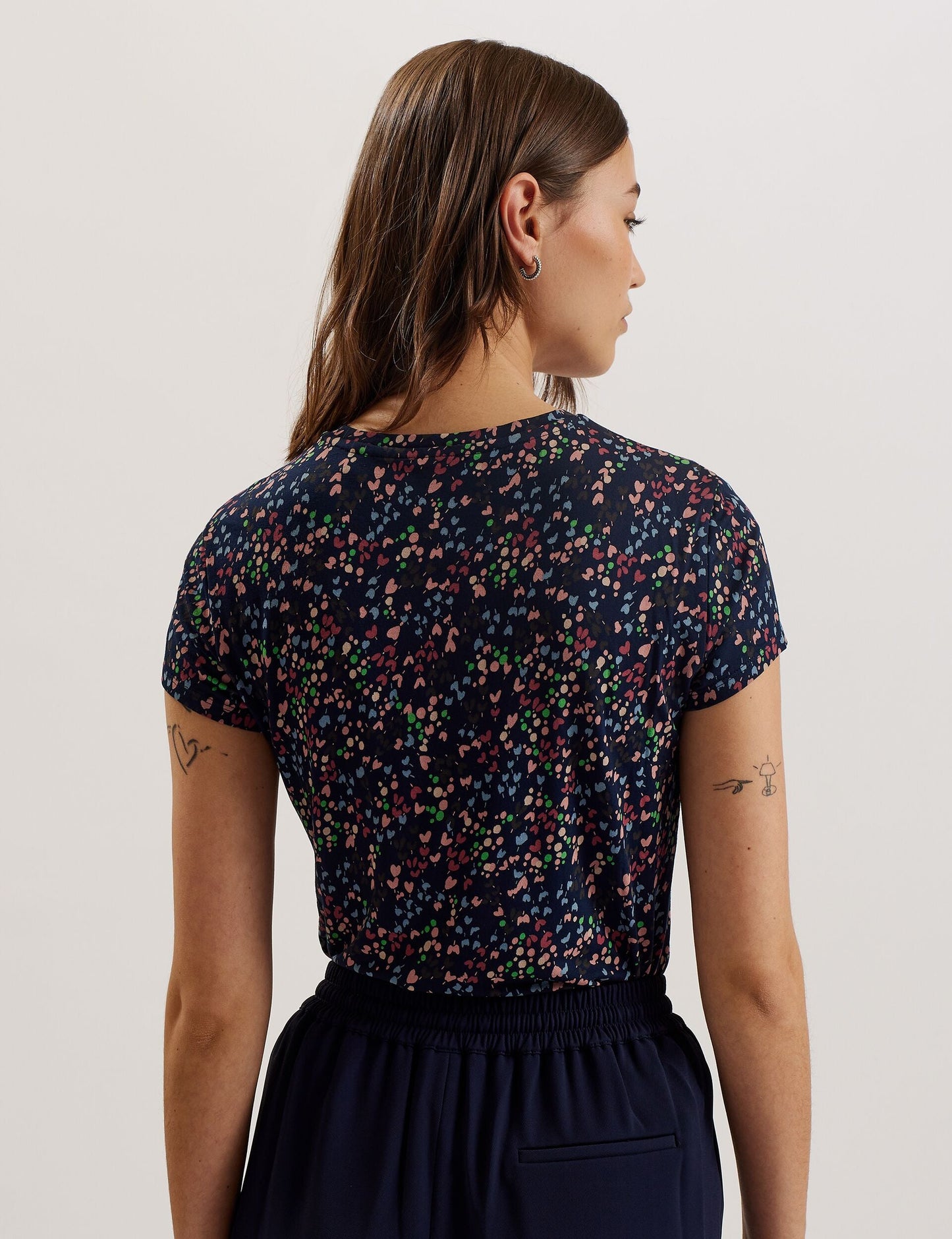 Ted Baker REMANAA - Heart Printed Fitted Tee NAVY