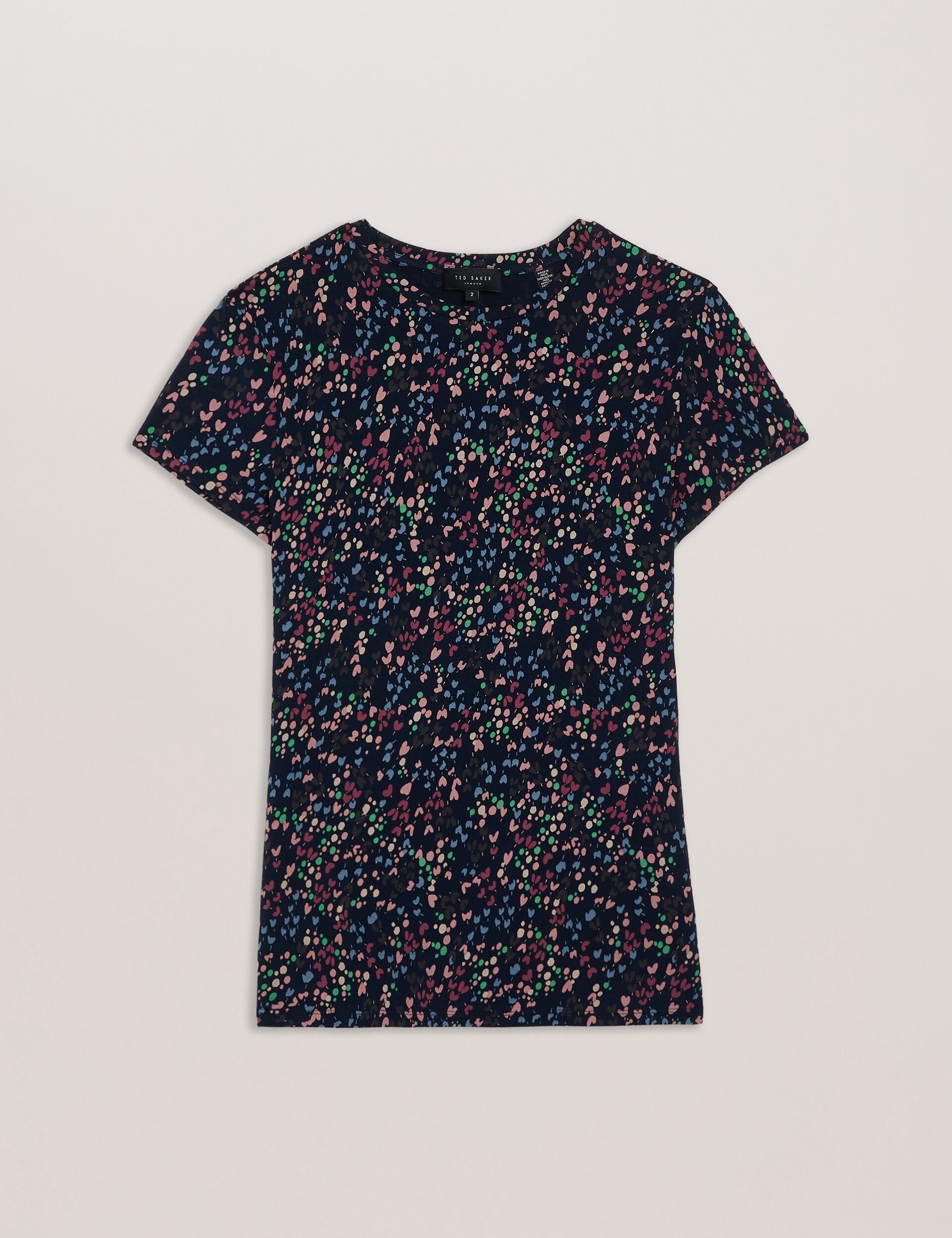 Ted Baker REMANAA - Heart Printed Fitted Tee NAVY