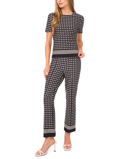 Ted Baker MIDGE Geometric Short Sleeve Knit Top BLACK