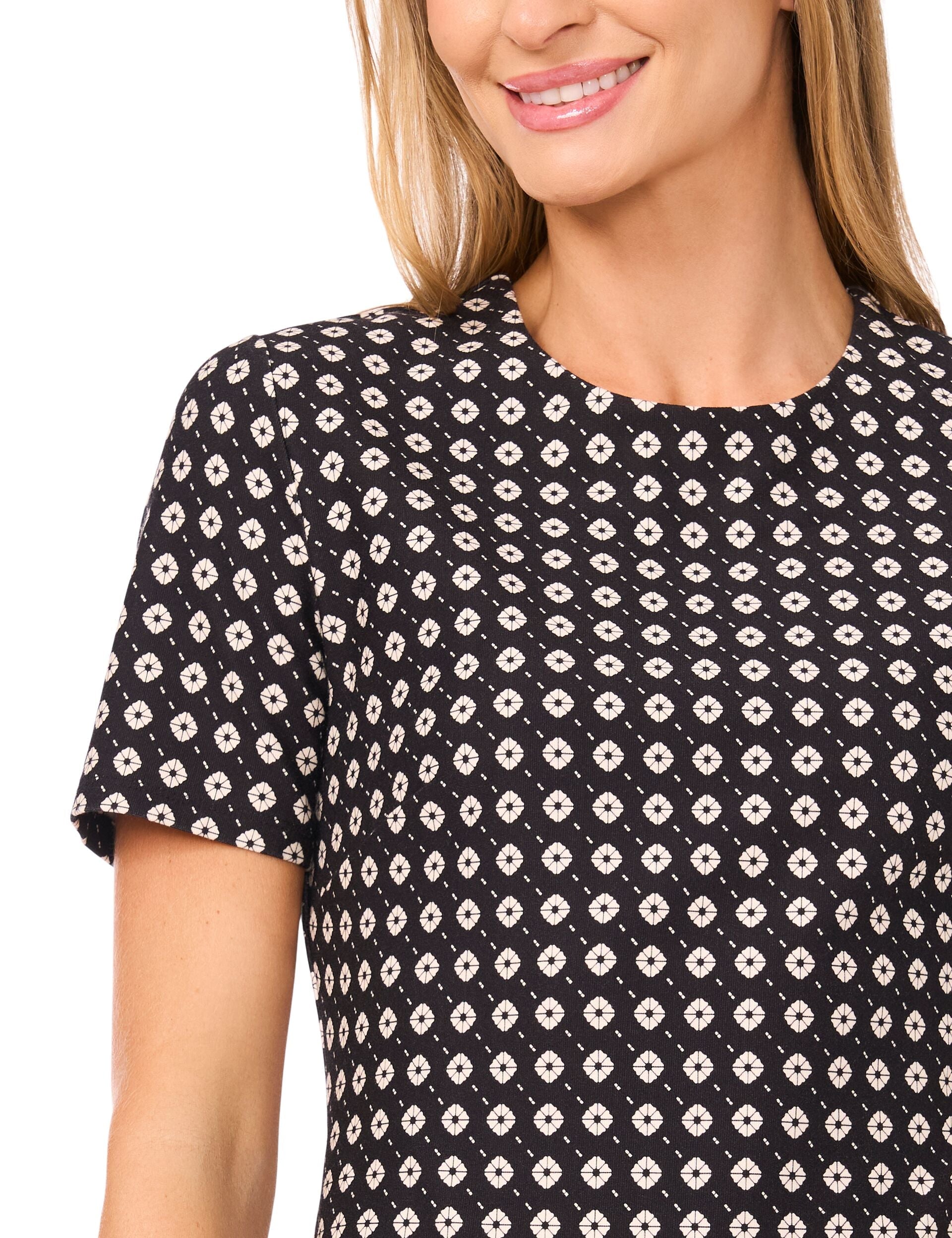Ted Baker MIDGE Geometric Short Sleeve Knit Top BLACK