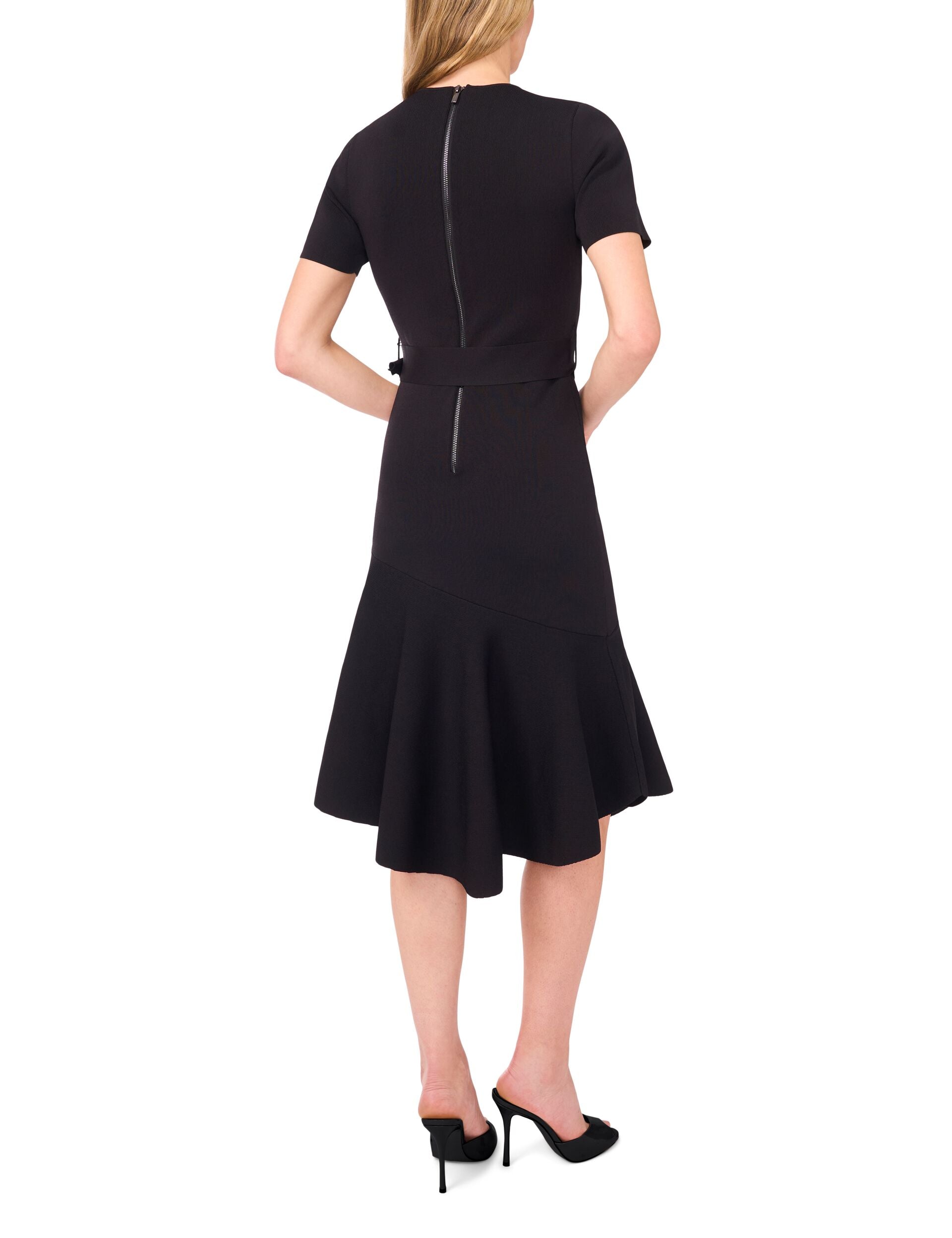 Ted Baker ASHLEY - Short Sleeve Crew Neck Asymmetric Midi Dress BLACK