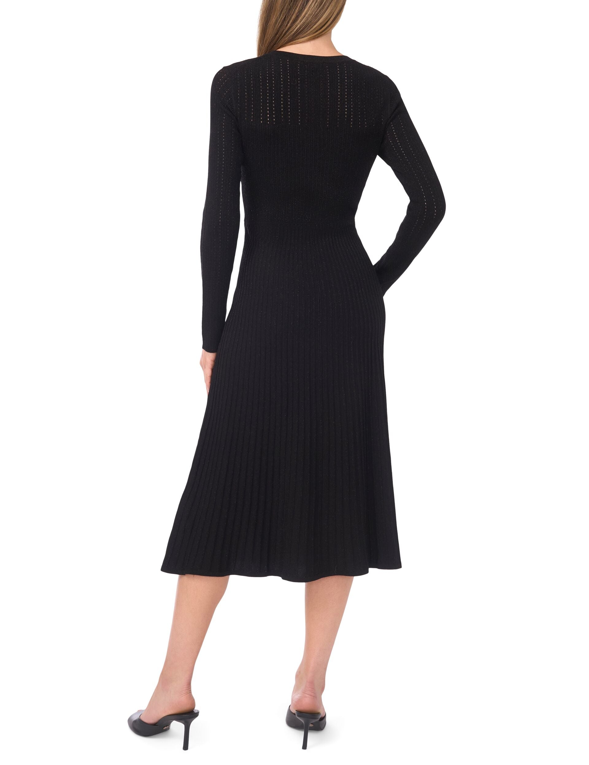 Ted Baker NOIRALYN – Metallic Maxi Dress with Variegated Rib Pointelle BLACK