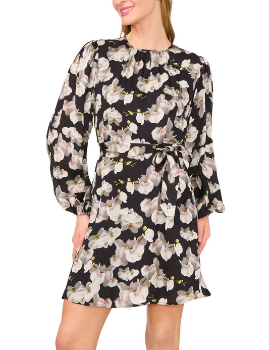Ted Baker ORCIANA - Puff Sleeve Belted Mini Dress BLACK