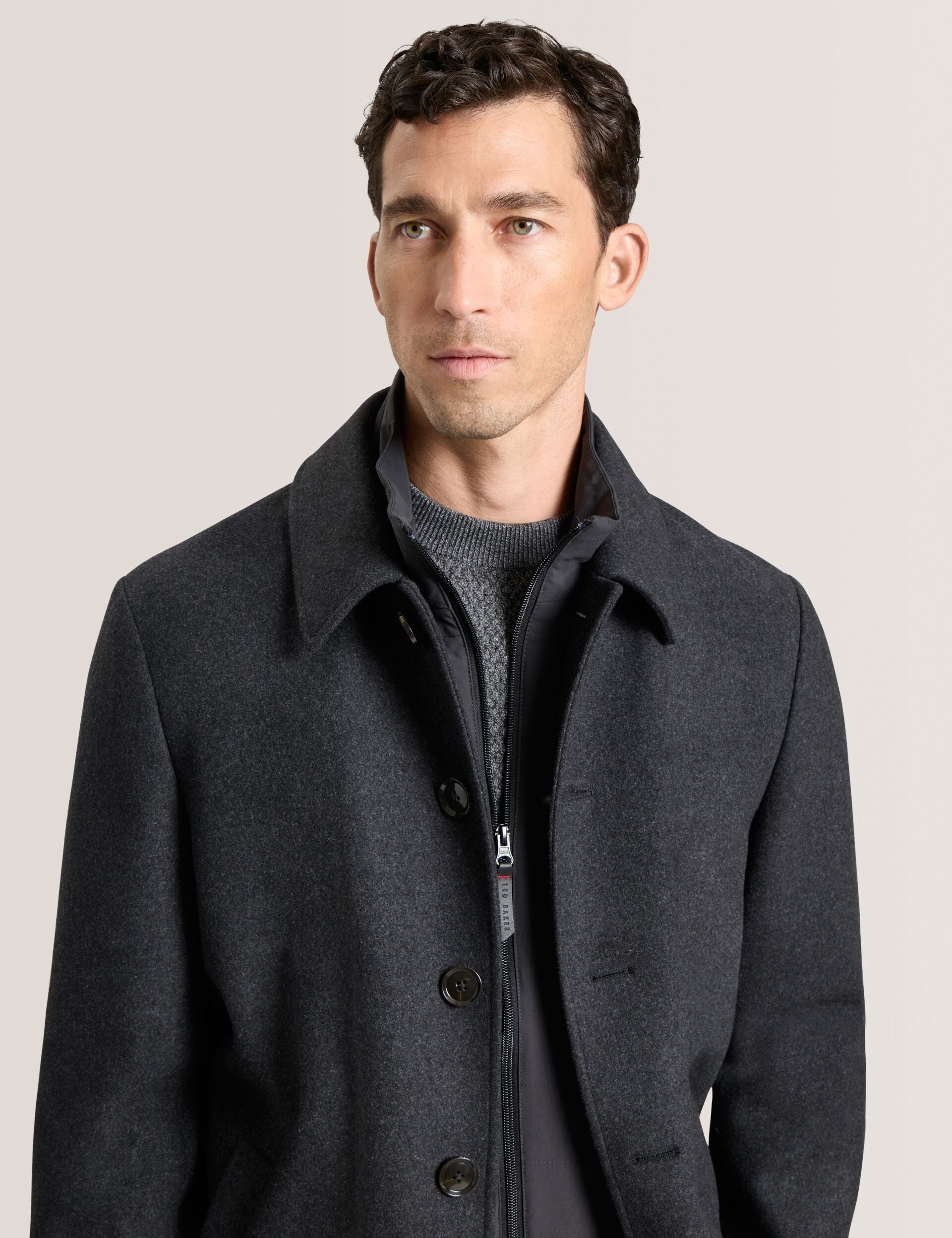 Ted Baker WIMBLEDON - Overcoat with Bib CHARCOAL