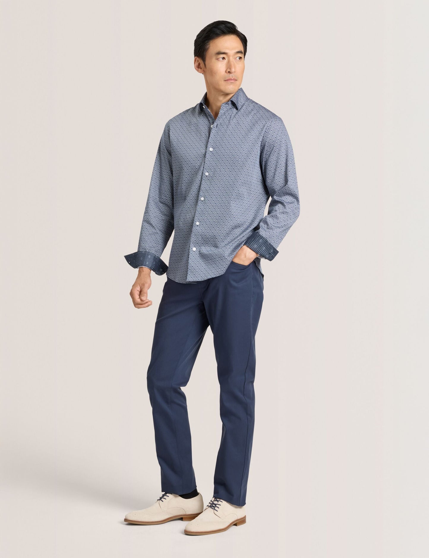 Ted Baker SOREN-CLAROT - Long Sleeve Clarot Print Shirt DARK DENIM