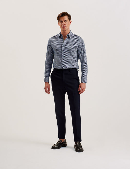 Ted Baker FRESTIN - Geometric Pattern Slim Long Sleeve Shirt NAVY