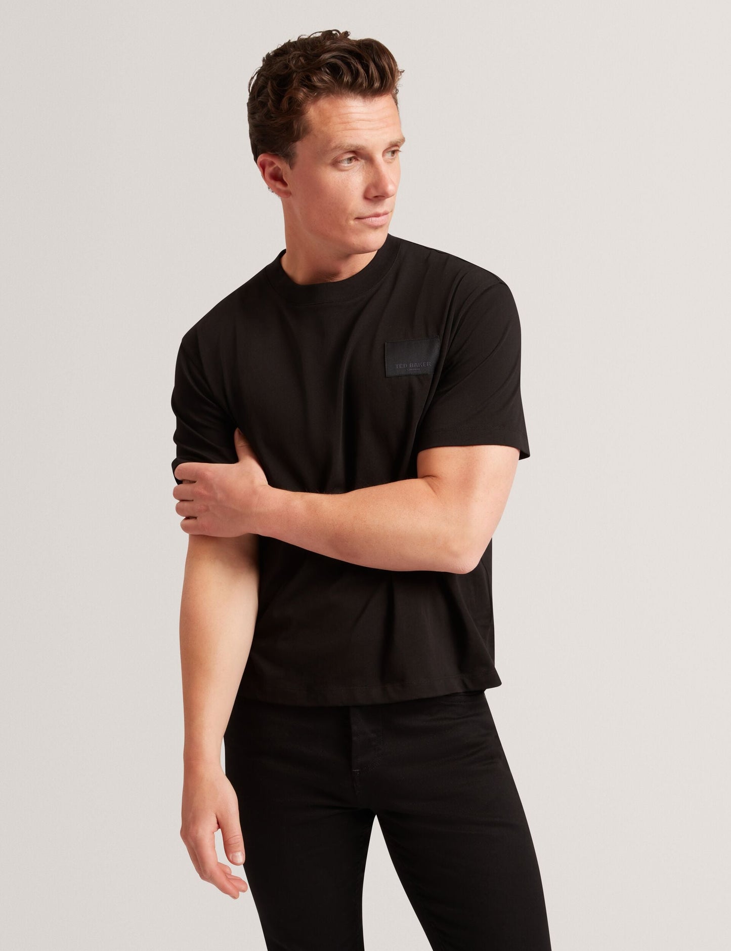 Ted Baker LUCKA - TB Branded Heavy Weight T-Shirt BLACK