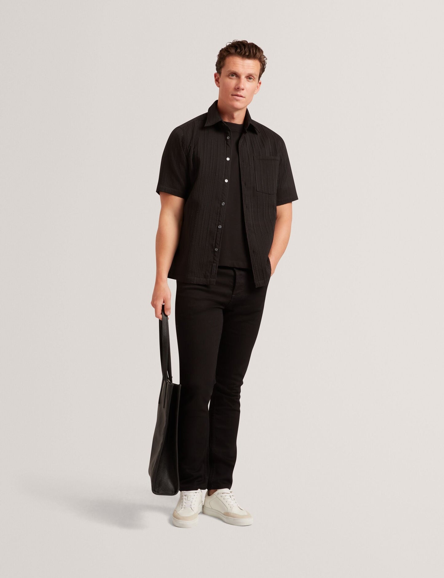 Ted Baker LUCKA - TB Branded Heavy Weight T-Shirt BLACK