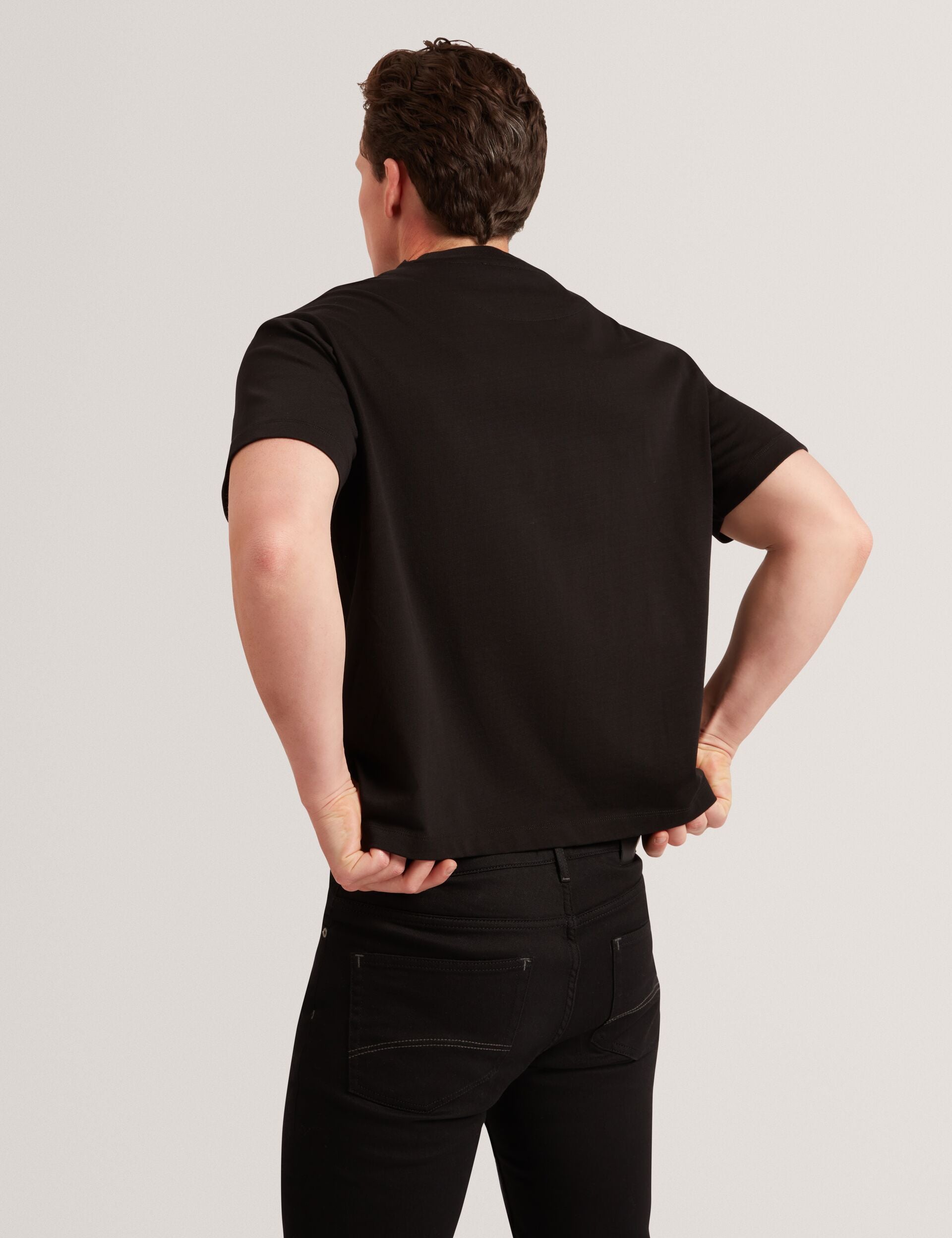 Ted Baker LUCKA - TB Branded Heavy Weight T-Shirt BLACK