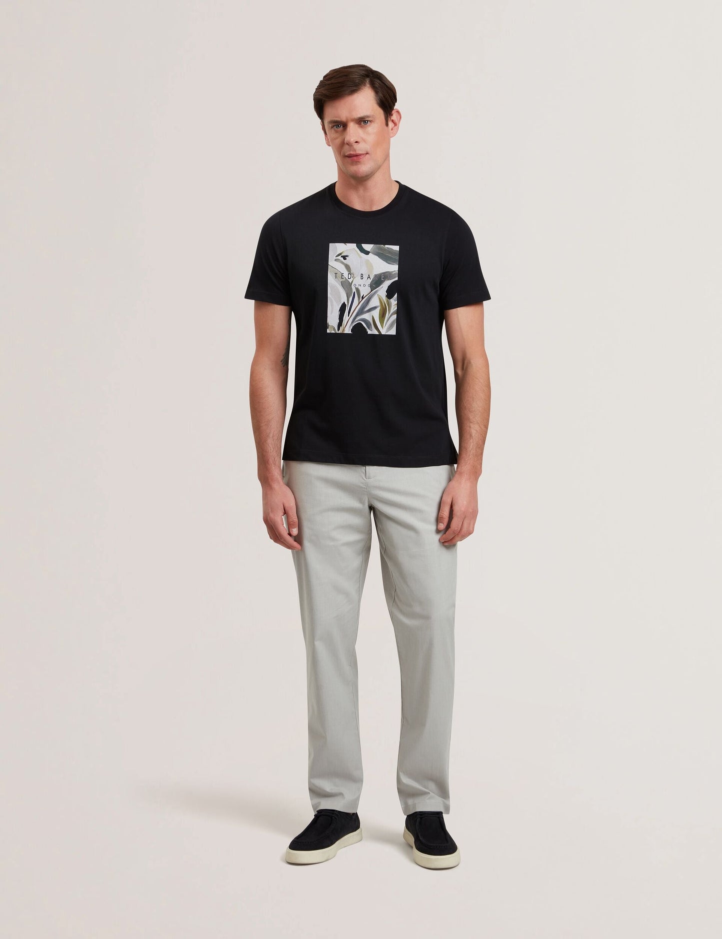 Ted Baker JUSTINO - Black Branded Box Print Graphic Cotton T-Shirt BLACK
