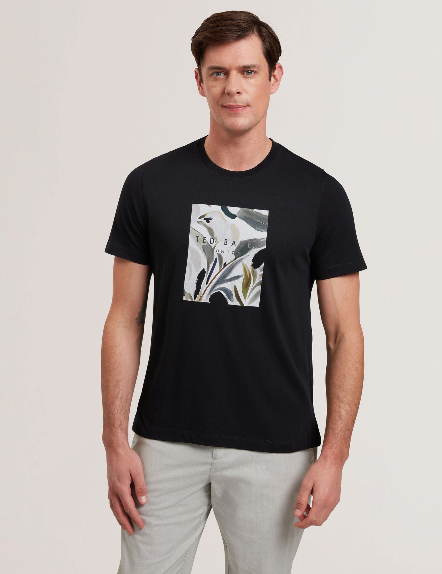 Ted Baker JUSTINO - Black Branded Box Print Graphic Cotton T-Shirt BLACK