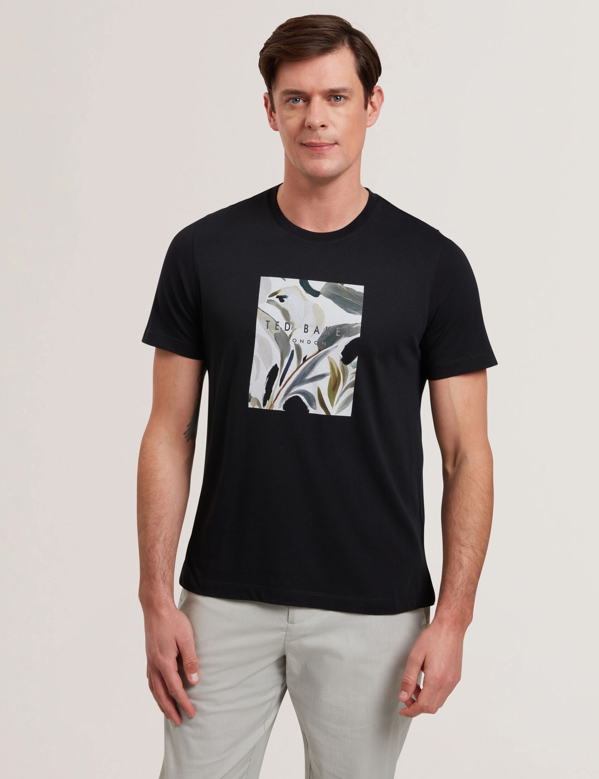 Ted Baker JUSTINO - Black Branded Box Print Graphic Cotton T-Shirt BLACK