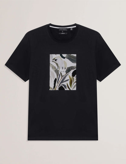 Ted Baker JUSTINO - Black Branded Box Print Graphic Cotton T-Shirt BLACK