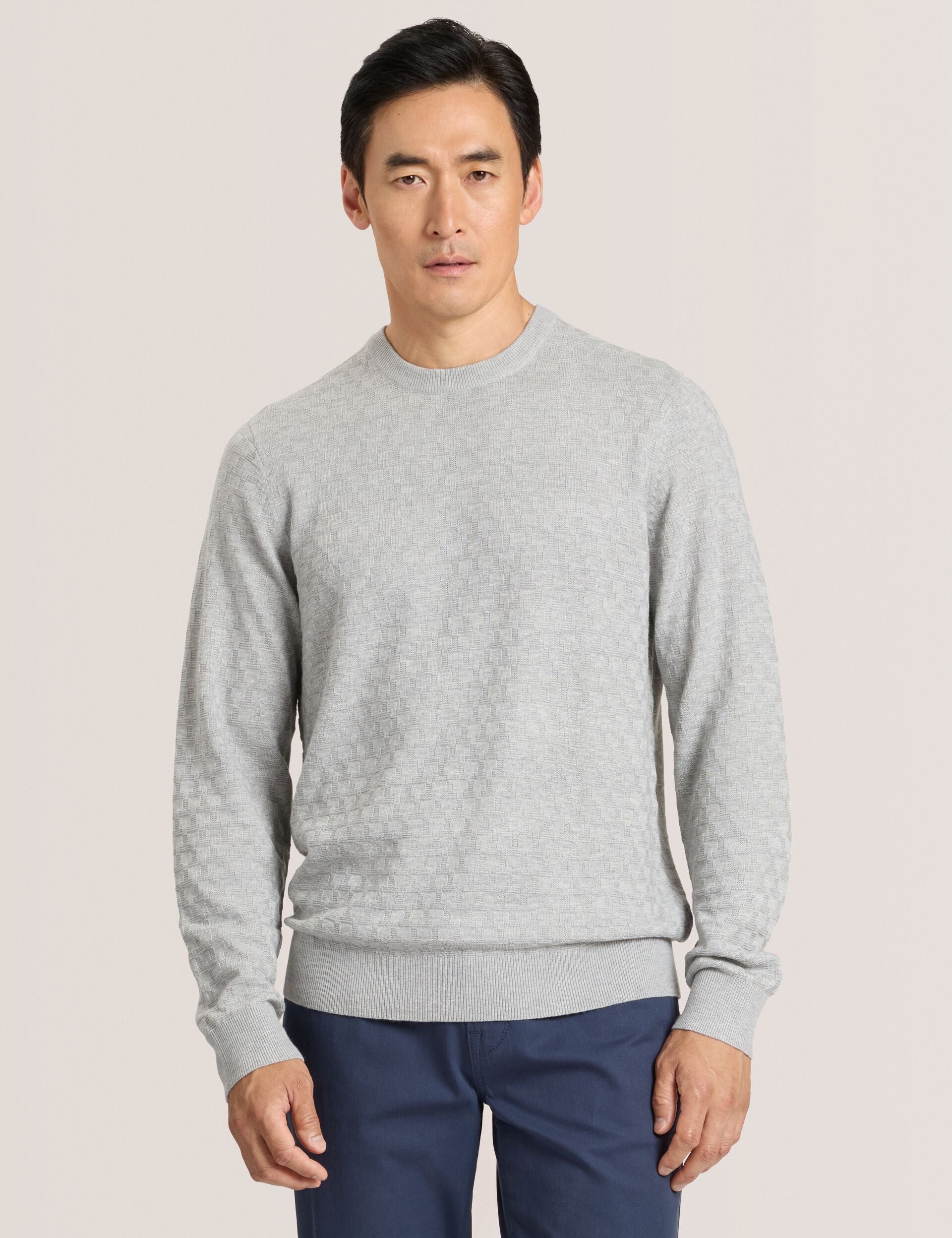 Ted Baker T STITCH LONG SLEEVE CREW NECK SWEATER - Grey Heather GREY