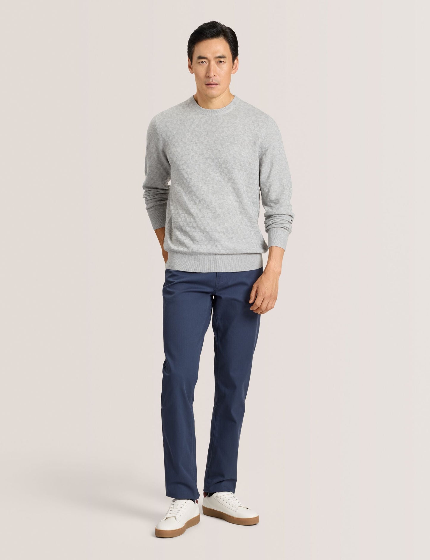 Ted Baker T STITCH LONG SLEEVE CREW NECK SWEATER - Grey Heather GREY