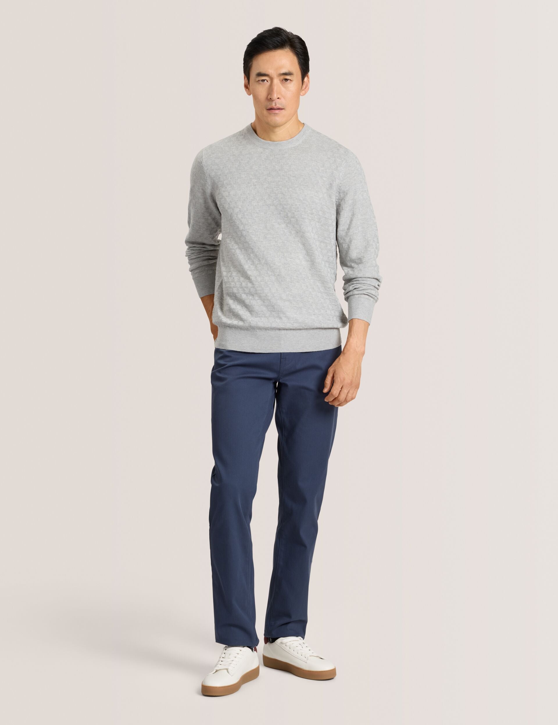 Ted Baker T STITCH LONG SLEEVE CREW NECK SWEATER - Grey Heather GREY